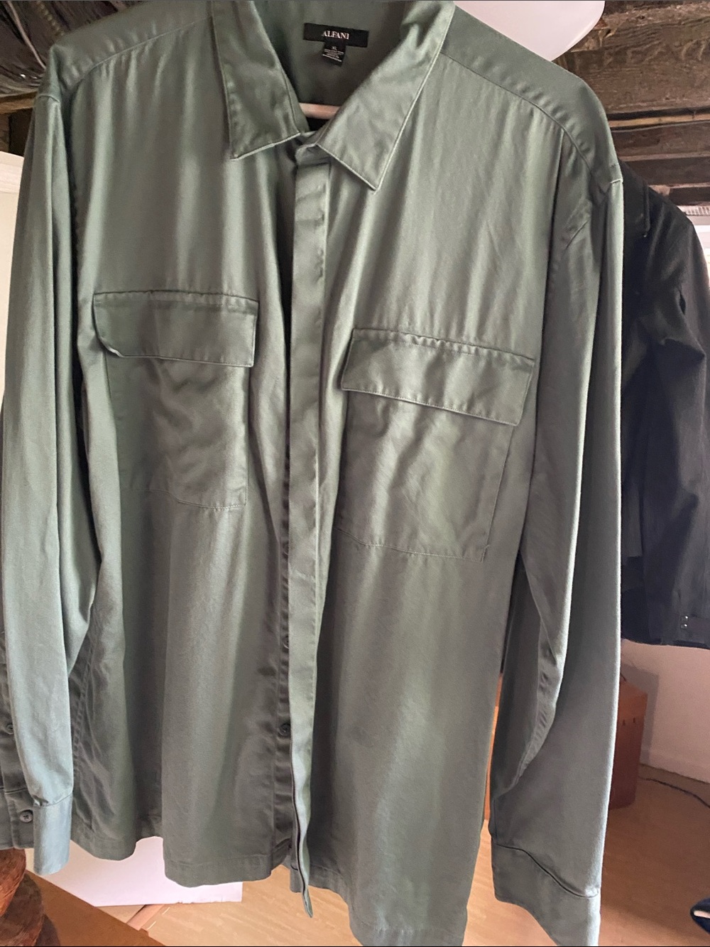 Alfani Men's Sage Green Lightweight Button-Front Shirt